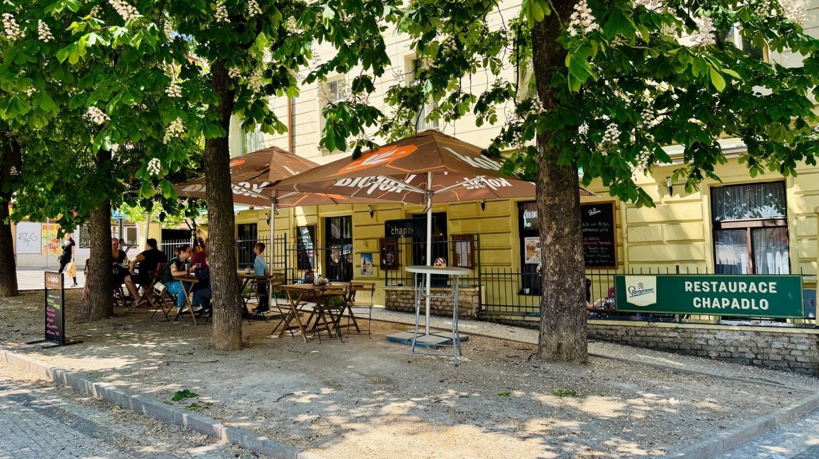 Letní zahrádka Chapadla ve stínu stromů